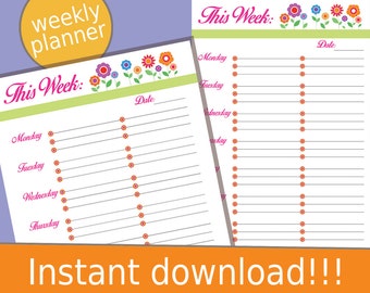 Weekly Planner, 2017 Weekly Planner, Weekly Planner Printable, Printable Planner, Printable Planner Pages, Weekly Planner 2017, 2017 Planner
