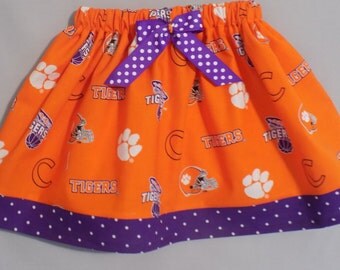 Clemson Tigers Football/Basketball Girl Skirt, Clemson Baby, Clemson Girl, Clemson Toddler, Orange and Purple, Tigers Skirt