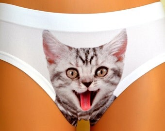 Cat panties pussycat underwear Funny Gift for Her Cat face lingerie S M L XL sizes