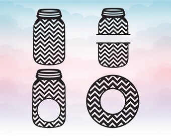 Mason Jar SVG EPS Png DXF - Monogram Frames svg - Monogram Chevron Mason Jar Files - chevron mason jar svg monogram - cricut & silhouette
