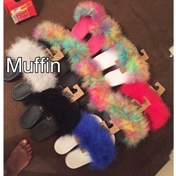 furry nike slides