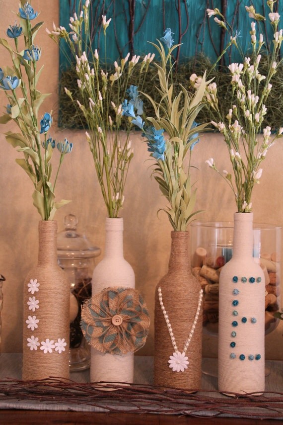 Items similar to Twine LOVE Wine Bottles! Wine Bottle Decor on Etsy