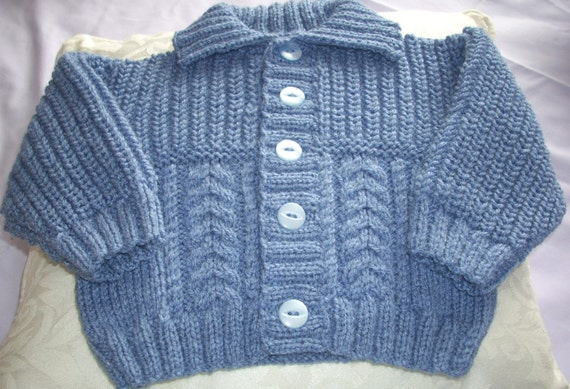 Items similar to Hand Knit Baby Jacket with Collar-fisherman rib and ...