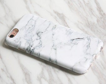 White Marble Print Gift for Woman Man iPhone 7|6s case Plus|SE|5 & Samsung Galaxy S8|S7|S6 protective tough snap cases KB-0876
