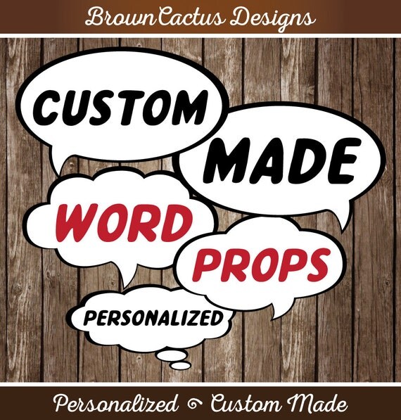 20 Word Props Custom Made Printable for Photo Booth and