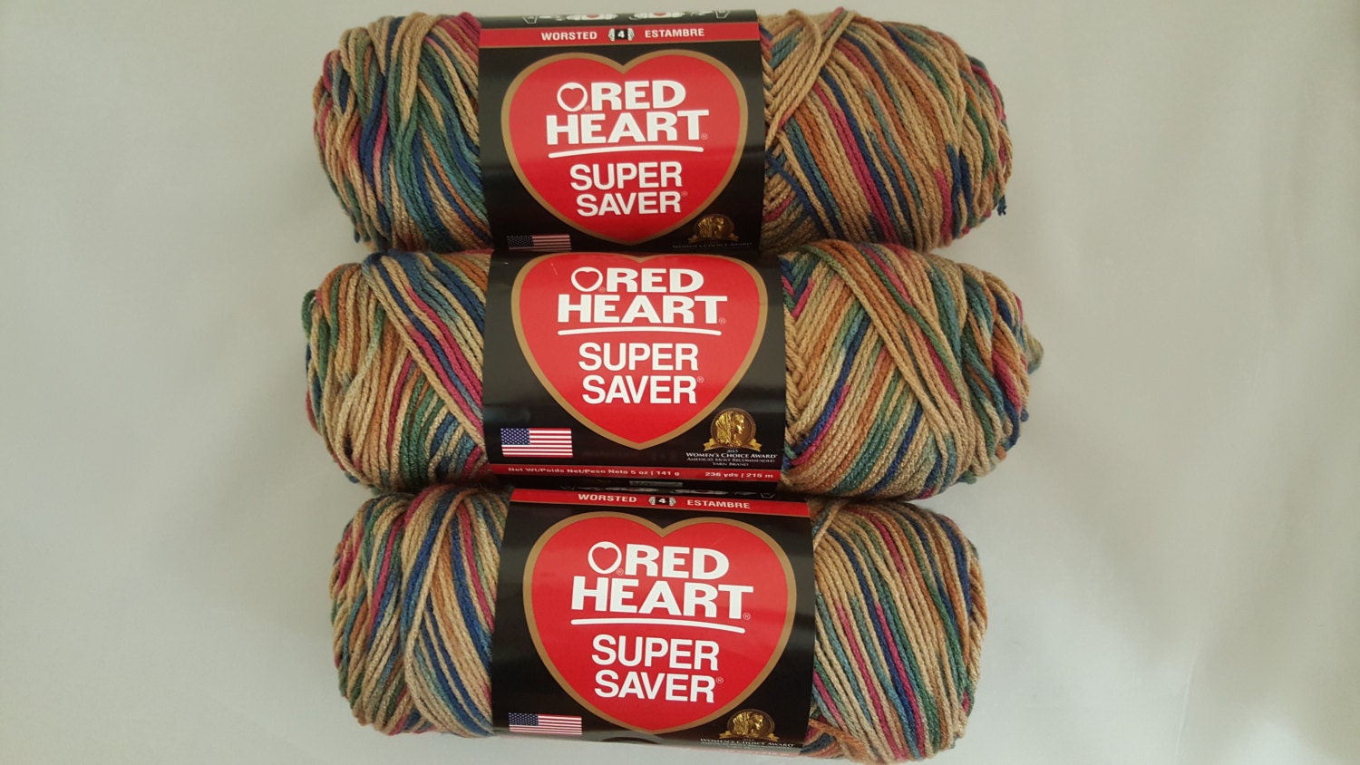 Red Heart Super Saver Yarn PAINTED DESERT Lot of 3 Skeins 5 oz