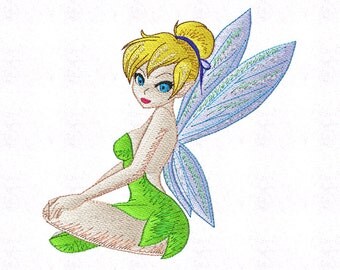 Tinkerbell Machine Embroidery Pattern, 2 Sizes, Disney Applique, Applique Design, Disney Fairy Patch, Peter Pan, Princess, Instant Download