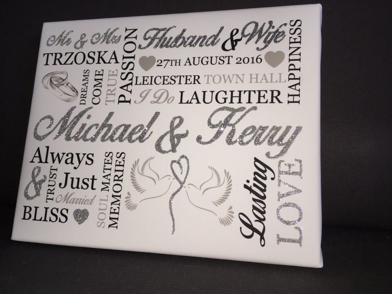 Personalised wedding keepsake gift for bride groom anniversary