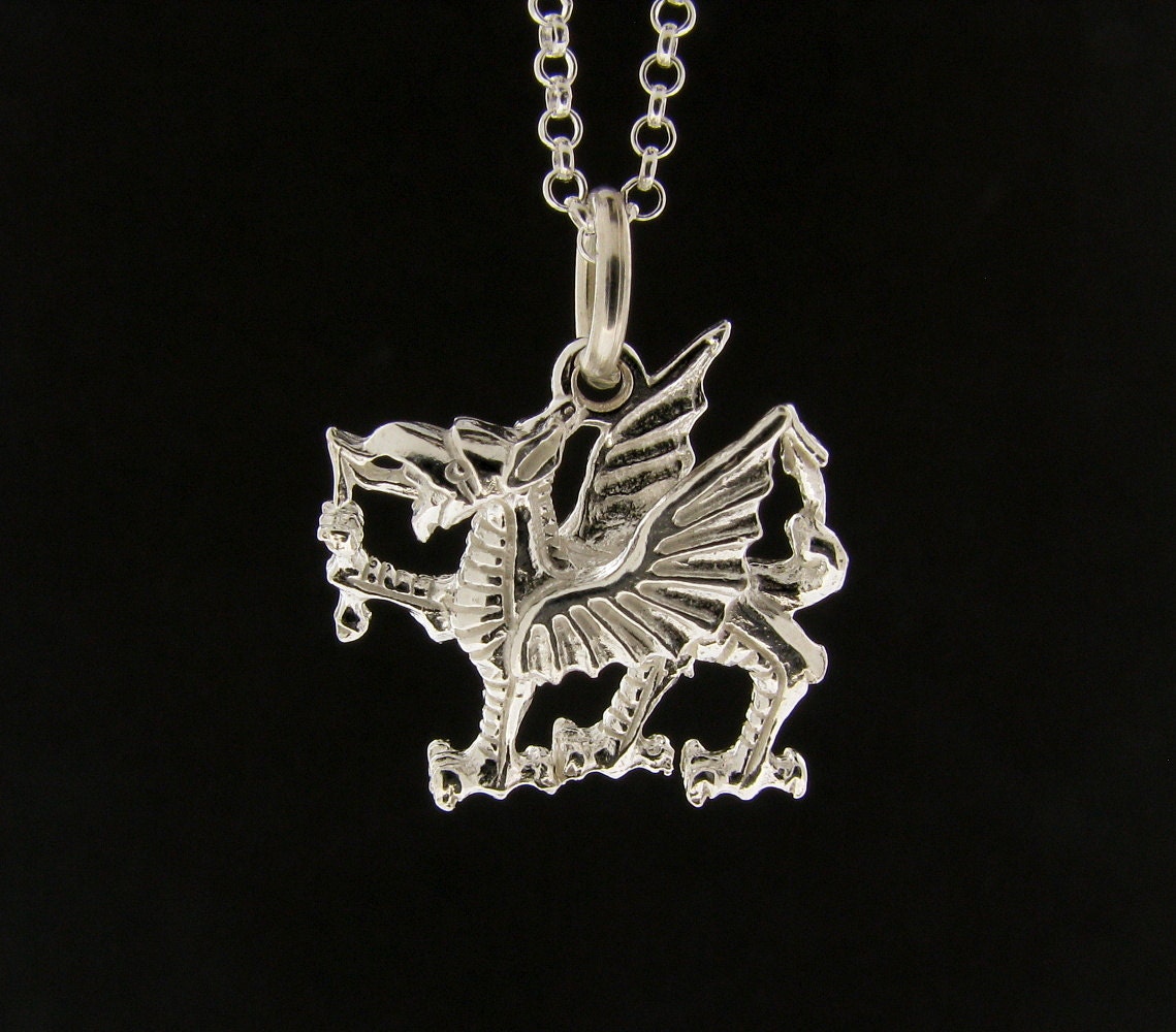 Sterling Silver Welsh Dragon Pendant & Chain