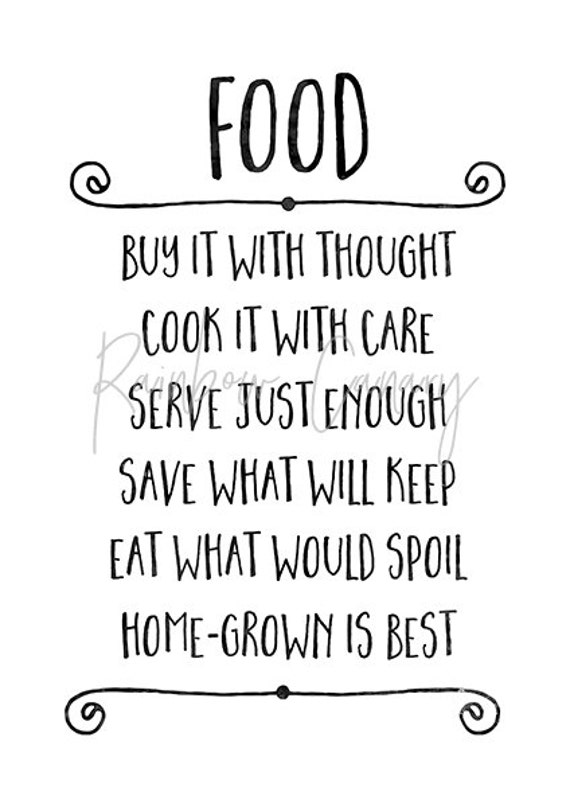 food rules print kitchen wall art cooking quote printable gift