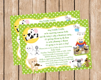 Gender Neutral Nursery Rhyme Baby Shower Invitation