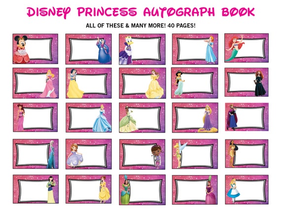 Items similar to Disney Princess Autograph Book Printable Disney ...