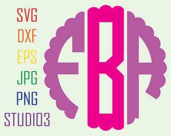 Scalloped Circle Monogram Font, Svg, Dxf, Eps, Studio 3, Png, Jpg, Silhouette Studio,Cricut Files, SVG files, Silhouete Cameo, Cutting Files