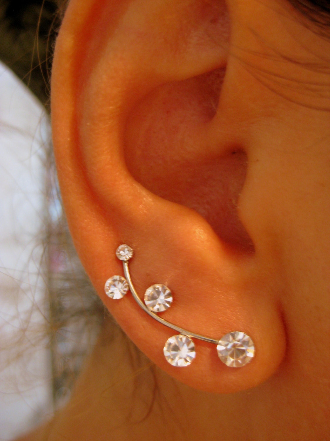 Ear Sweeps Earring Ear Bobby Pin Ear Pin Pair with Clear