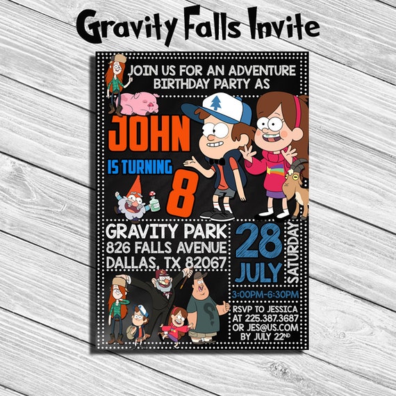 Gravity Falls Birthday Party Invitation By Dreamsdigital On Etsy