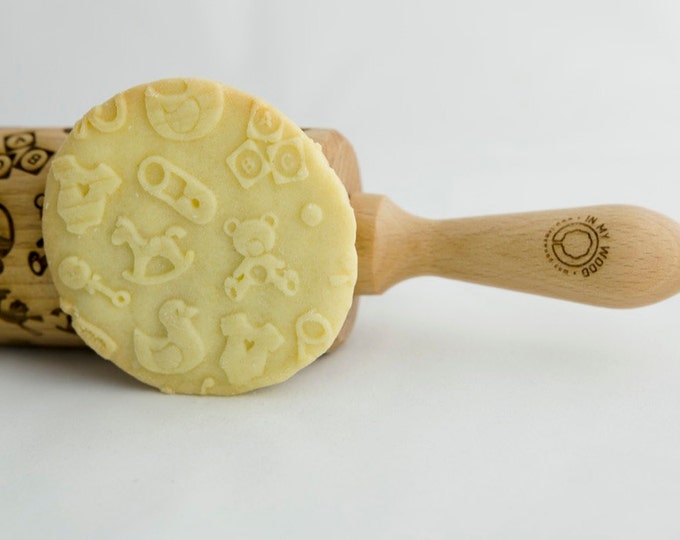 BABY SHOWER rolling pin + 4 x Gift Free ! , embossing rolling pin, engraved rolling pin for a gift, new kids, new kid, new baby, laser