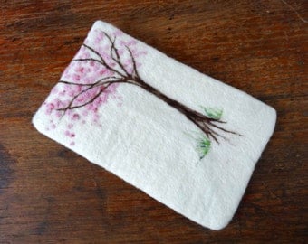 Gadget Cover - Felted Kindle Cover - Cherry Blossom Design