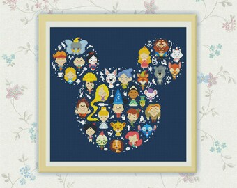 50% OFF SALE! Disney Cross Stitch Pattern, Disney Mickey cross stitch pattern Chart ,Needlecraft Needlework PDF Instant Download,S095