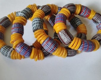 Authentic African Stretch Bracelets, colored Stretch Bracelets, African Bead Bracelets, African beads, Colored Bracelets, Tribal Bracelets