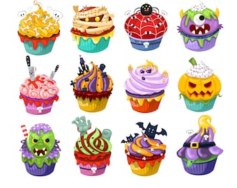 Halloween candy clipart, Halloween clipart, Halloween cupcake Clipart, Cute Ghost Clipart, Halloween Graphics, Cupcake clipart, Halloween