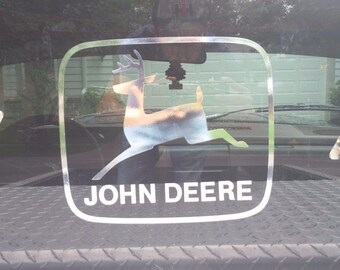 Old John Deere logo decal 10'' chrome