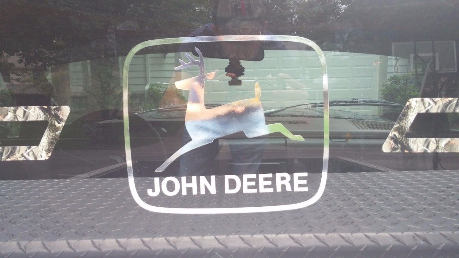 Old John Deere logo decal 10'' chrome