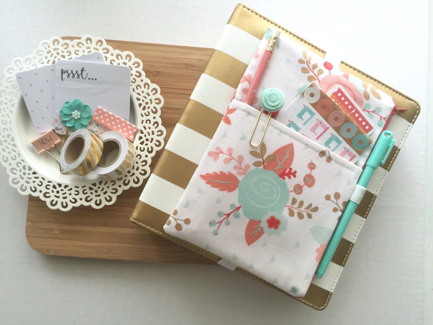 Floral Planner Bag Planner Pocket Pouch by simbiosisbyjulia