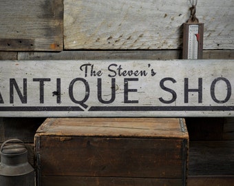 Antique Shop Wood Sign Custom Arrow Lover Gift Owner Family Name Antique Shop Wood Sign Custom Arrow Lover Gift Owner Family Name