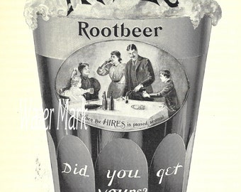HIRES Root Beer advertising *Instant digitsal download*Vintage style*cards, tags,collage