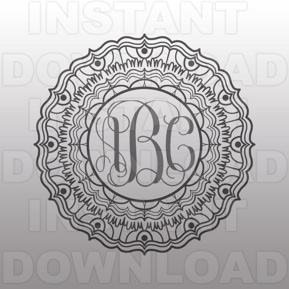 Download Mandala SVG File Henna Tattoo SVG Monogram Circle SVG