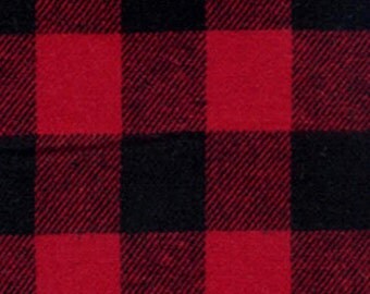 Buffalo Check - Red and Black - 3/4 Inch - Plaid Woven Cotton Flannel Fabric - One Yard