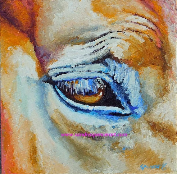 Original Horse Eye Oil Painting 8x8 painted by