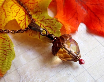 Acorn Charm Necklace in Antique Copper