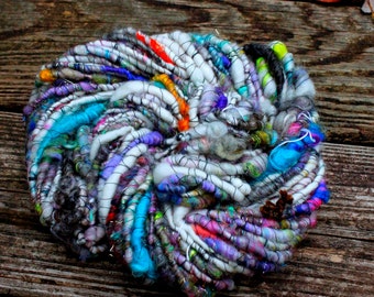 Handspun Art Yarn- Stained Glass- Signature Jazztutle TextureSpun Artisan Yarn