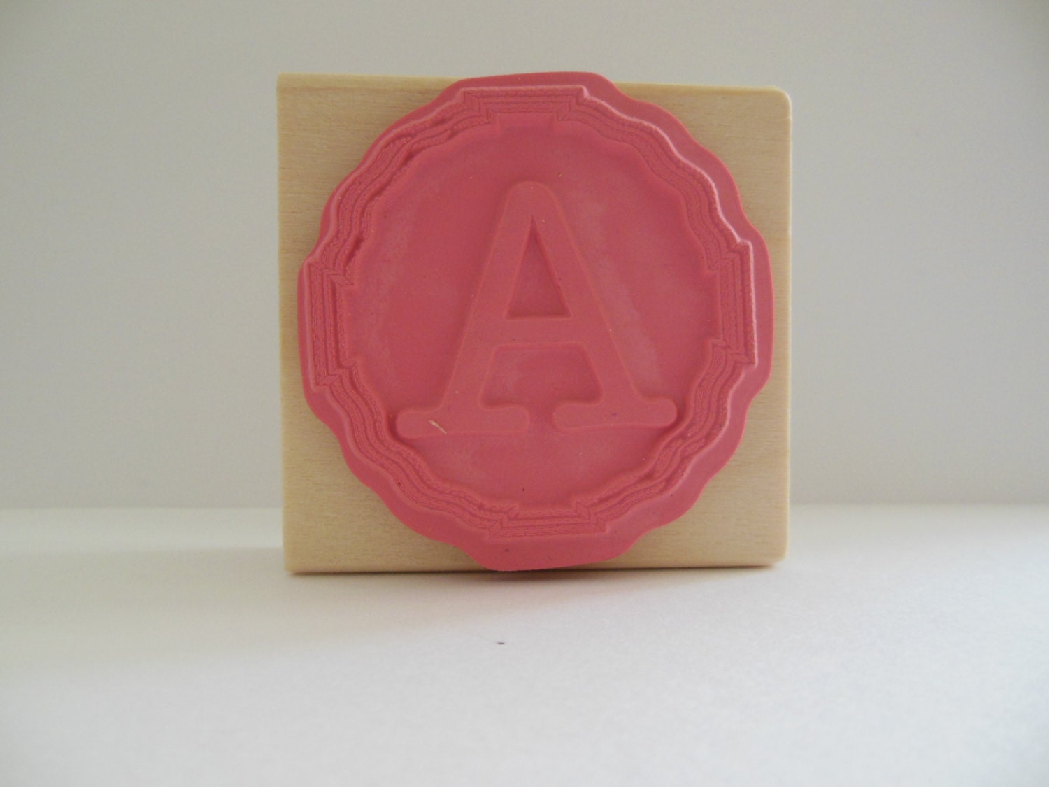Letter A Rubber Stamp Gingham Wildflower Collection Wood Mounted