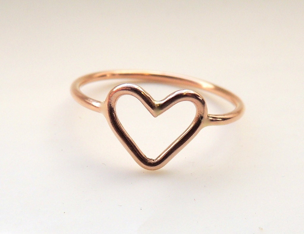 Heart Ring 14K Rose Gold Bridesmaid Jewelry Gift for her