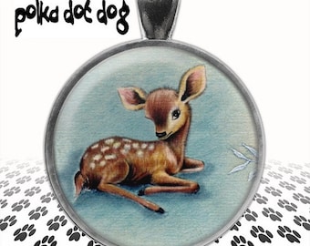 Dear Deer -- Fawn Large Glass-Covered Pendant