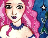 Sea Stardust Mermaid ACEO Original Fantasy Art Painting 2,5 x 3,5 Embellished Mermaid Illustration by Niina Niskanen Sea Stardust Mermaid ACEO Original Fantasy Art Painting 2,5 x 3,5 Embellished Mermaid Illustration by Niina Niskanen