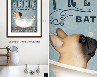 Frenchie French Bulldog dog bath soap Company vintage style artwork by Stephen Fowler Giclee Signed Print