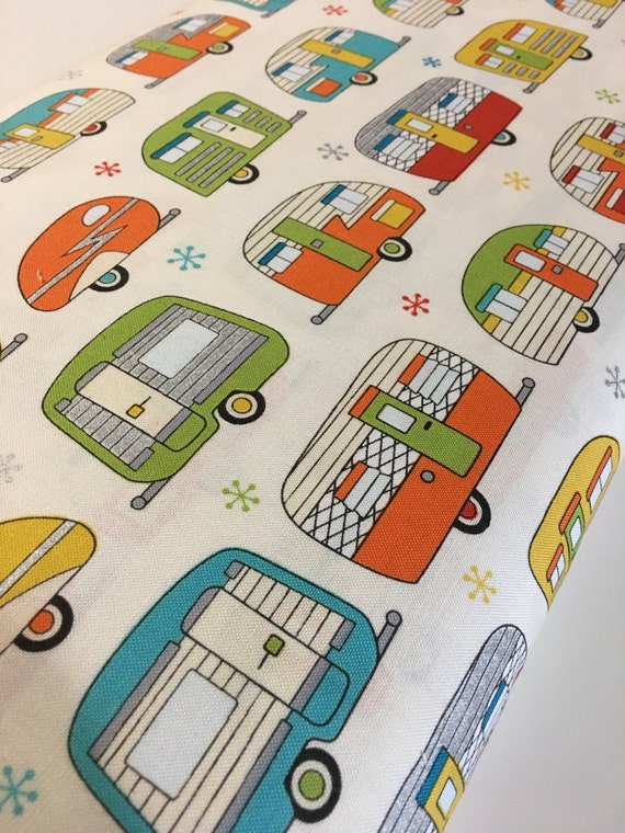 Vintage Camper fabric Metallic fabric Silver fabric Camper