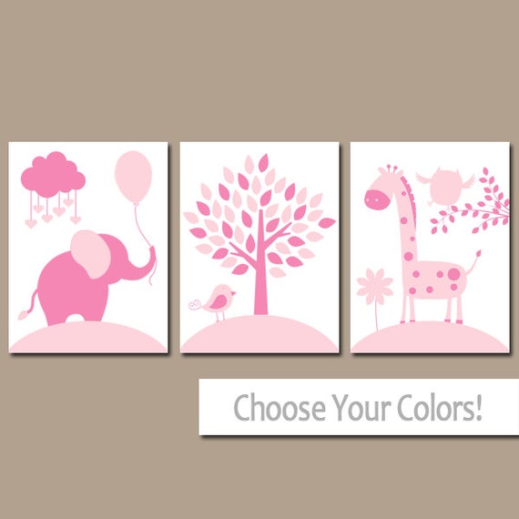 PINK NURSERY Wall Art CANVAS or Prints Baby Girl Nursery