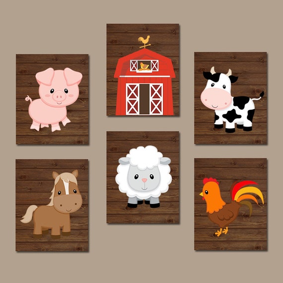 FARM Animals Wall Art Canvas or Prints Farm Nursery Decor