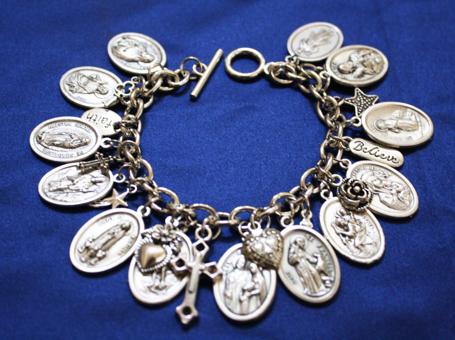 Religious Saint Medal Charm Bracelet 607 St Lucy St Francis
