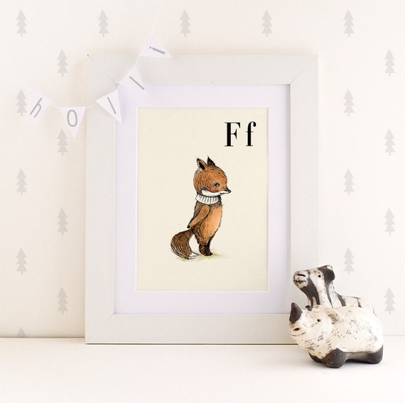 Items similar to F for Fox 6x8 Alphabet art Alphabet Letters