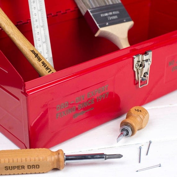 Tool Box with Personalisation Engraved Metal Tool Box DIY