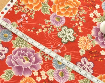 4257 - Japanese Kimono Chrysanthemum Floral Cotton Fabric - 43 Inch (Width) x 1/2 Yard (Length)