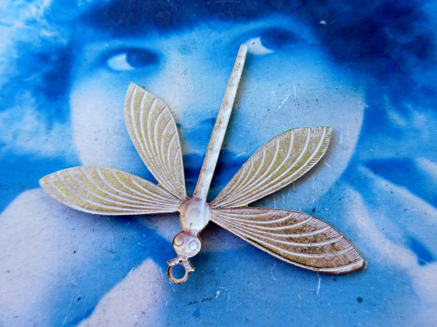 Gold Plated Frosted White Patina Brass by dimestoreemporium