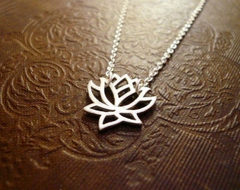 Silver Lotus Necklace. Sterling Silver Lotus. Silver Blooming Flower Necklace. Lotus Flower Necklace. Solid Sterling Silver Lotus Necklace