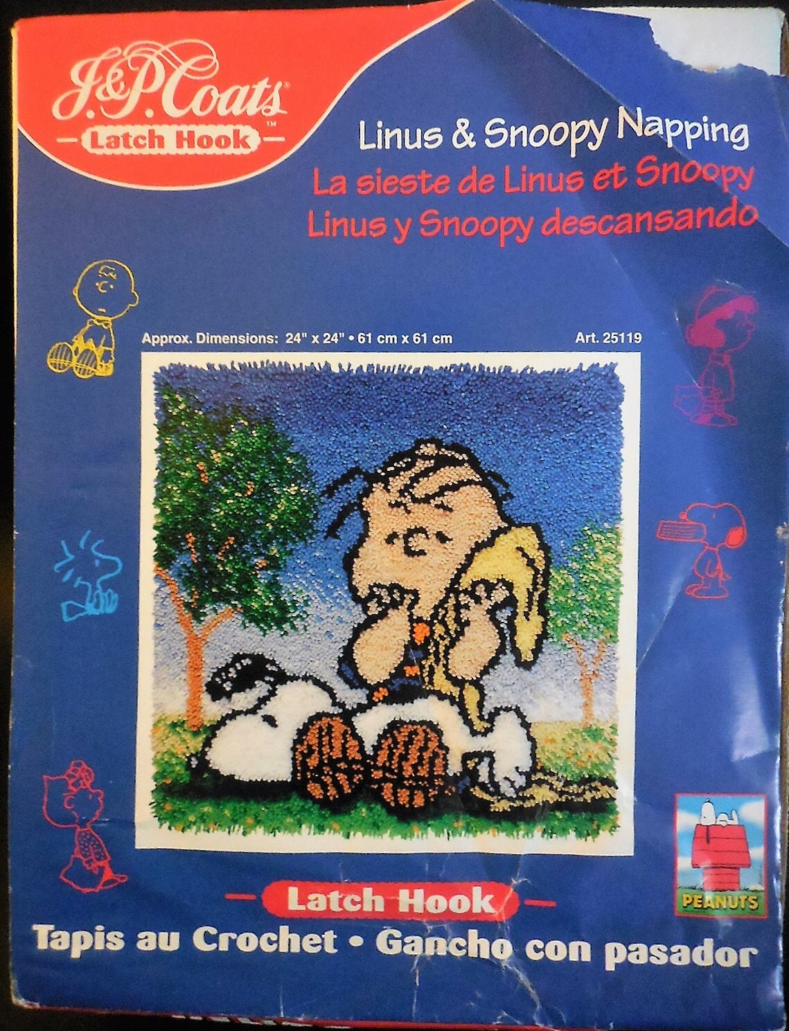 PEANUTS Latch Hook Kit Linus & Snoopy Napping JP Coats
