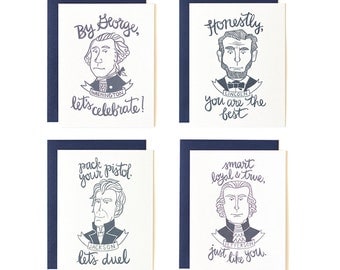 Presidents Illustrated Cards - Boxed Set of 8//1canoe2
